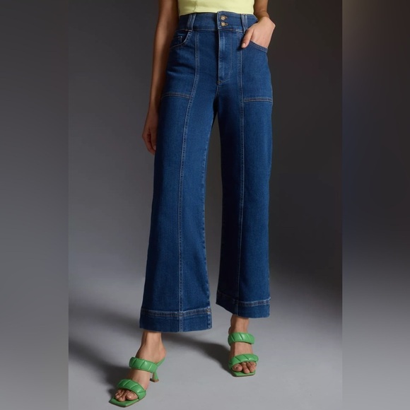 Pilcro The Skipper Jeans 28 High Rise Seamed Cropped Wide Leg Anthropologie - Picture 3 of 8